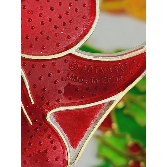 Christmas Sun Catcher Window Plaque 90s Plastic Large Stained Glass Style x7 Vtg - Picture 11 of 16